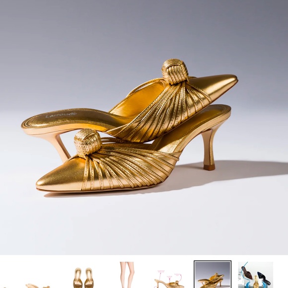 Larroude Mini Valerie Pump / gold metallic leather sz 7.5 - Picture 3 of 10